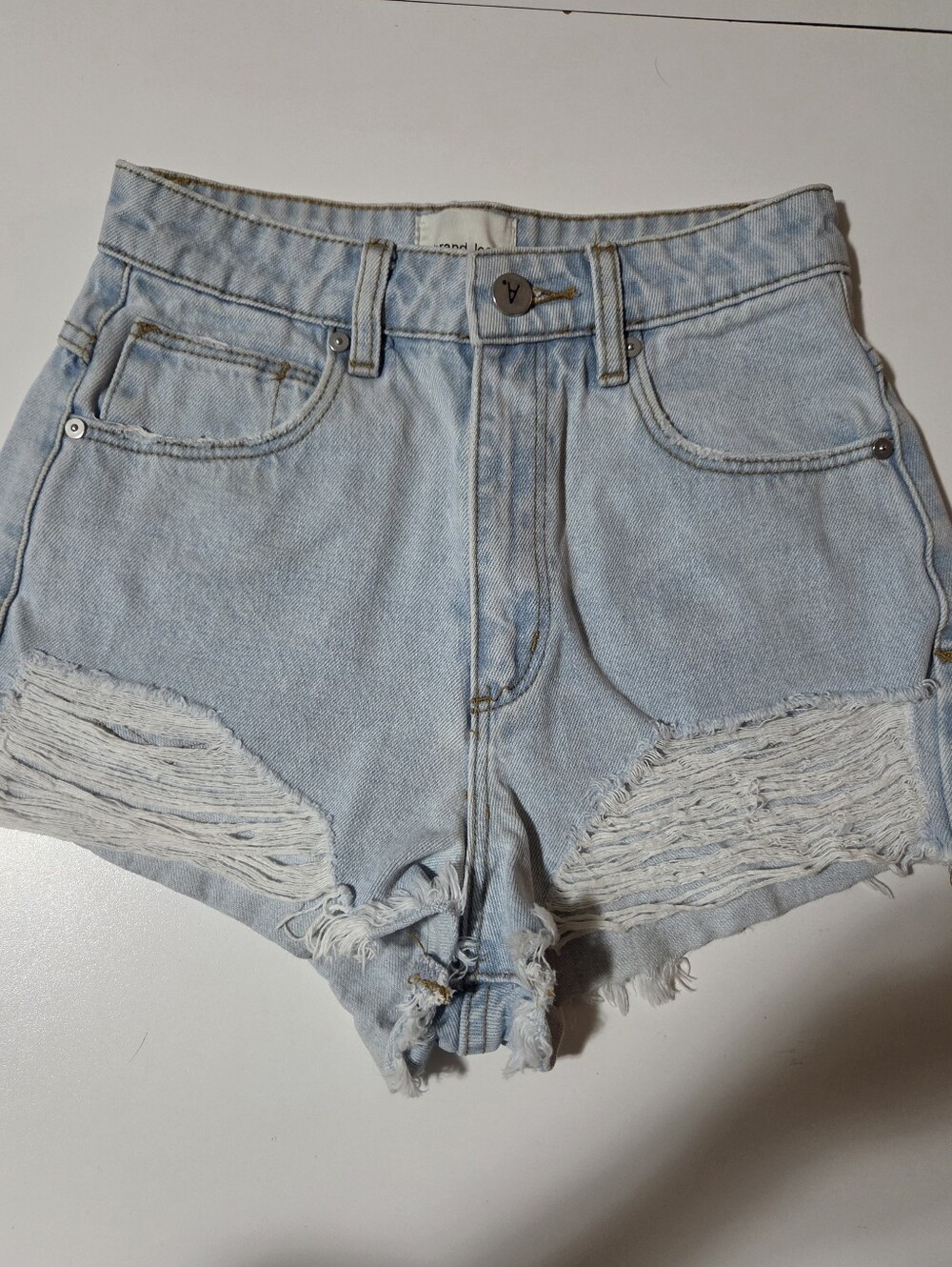 Abrand Jeans A High Relaxed Distressed Denim Shorts Size 24